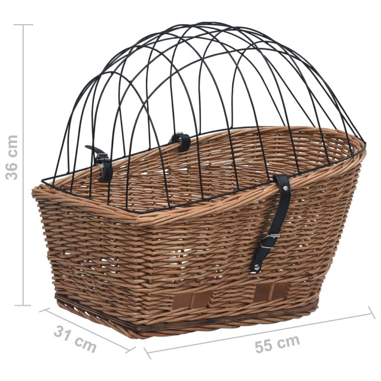 Задна кошница за велосипед с капак 55x31x36 см натурална върба