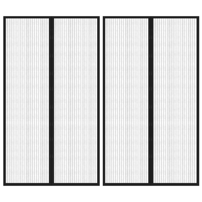 Магнитни завеси против насекоми за врата 2 бр черни 200x80 см