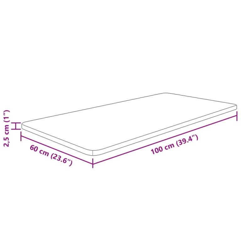 Плот за баня 100x60x2,5 см необработено масивно дърво