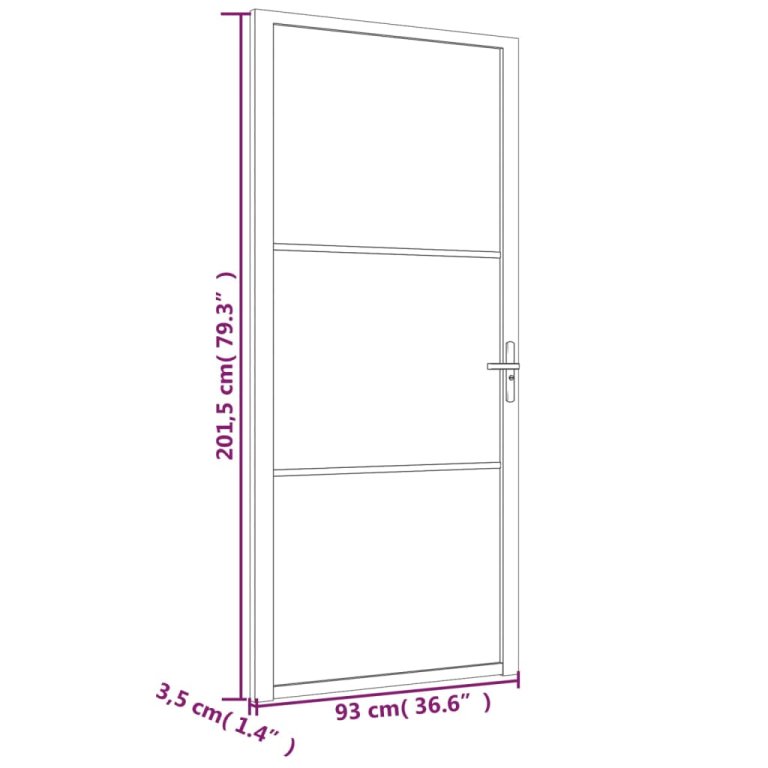 Интериорна врата 93x201,5 см бяла ESG стъкло и алуминий