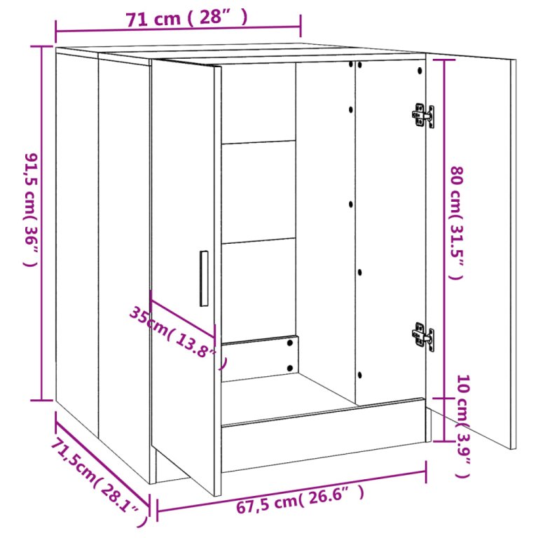 Шкаф за пералня кафяв дъб 71x71,5x91,5 см