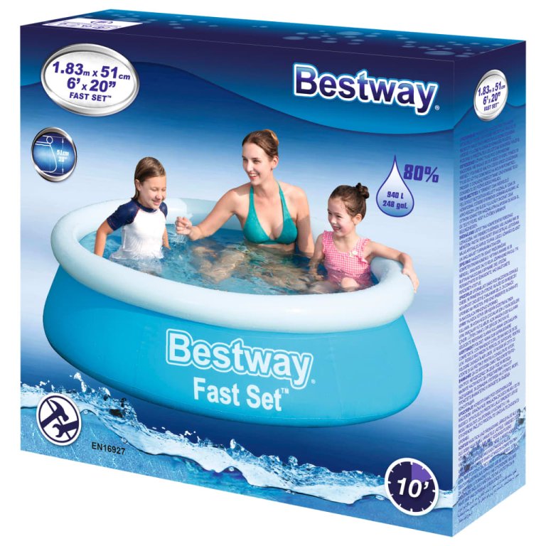 Bestway Fast Set Надуваем басейн, кръгъл, 183x51 см, син