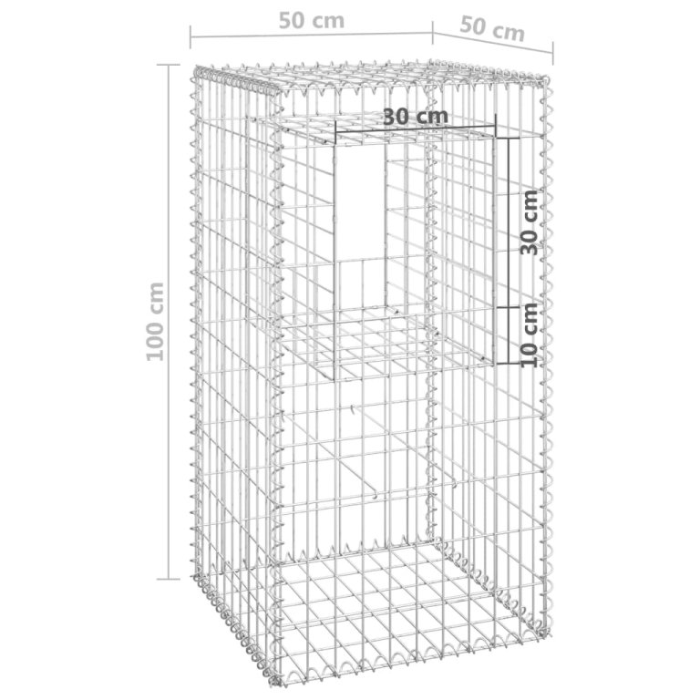 Габионна кошница стълб, 2 бр, 50x50x100 cм, желязо