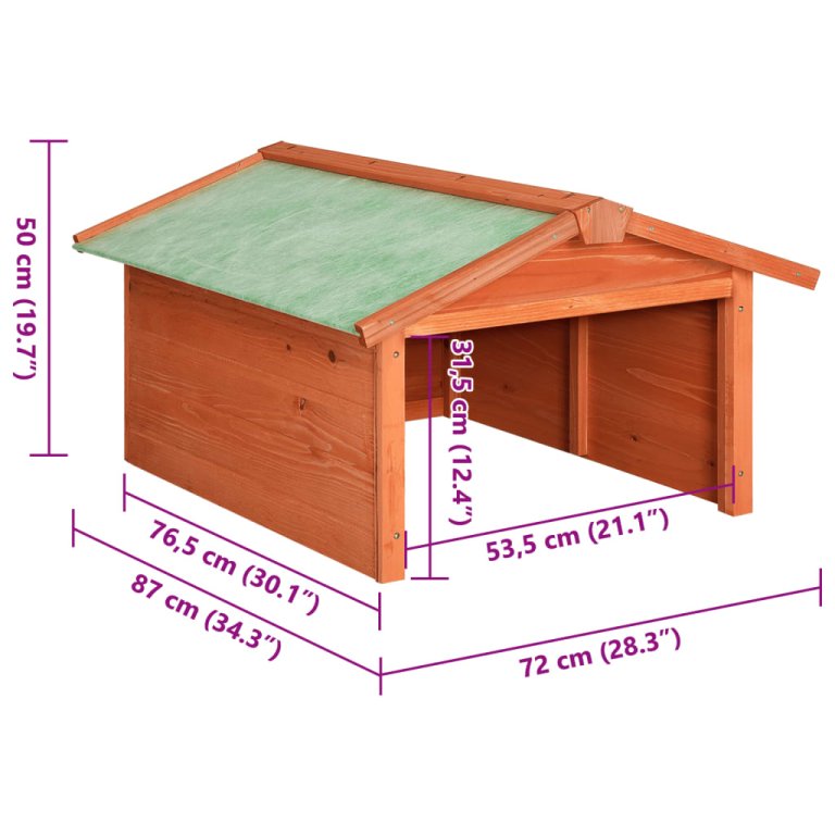 Гараж за роботизирана косачка, 72x87x50 см, чам масив