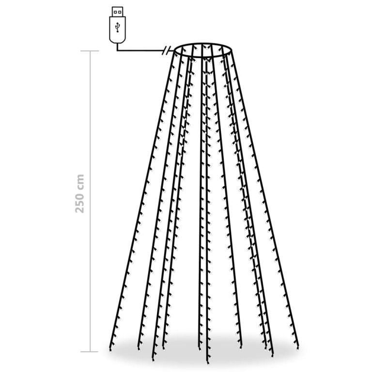 Коледни лампички за елха тип мрежа, 250 LED, сини, 250 см