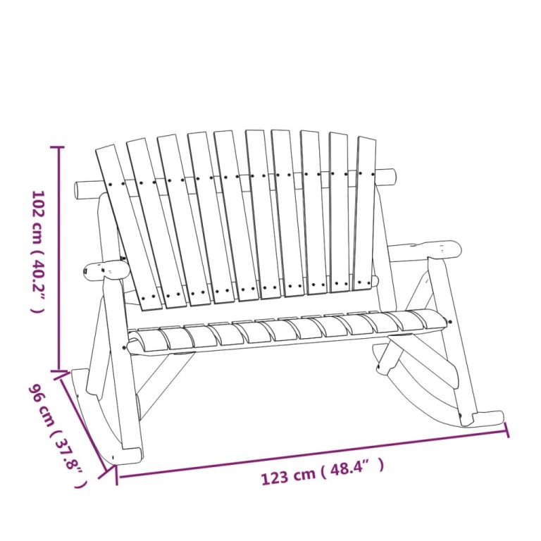 2-местна градинска пейка люлка 123x96x102 см масивен смърч