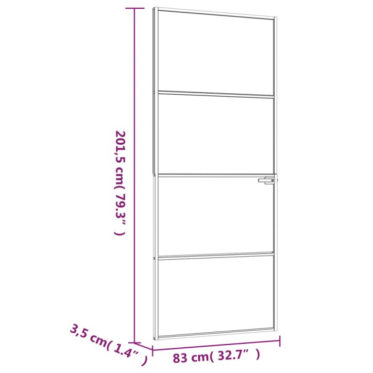 Интериорна врата черна 83x201,5 см закалено стъкло и алуминий