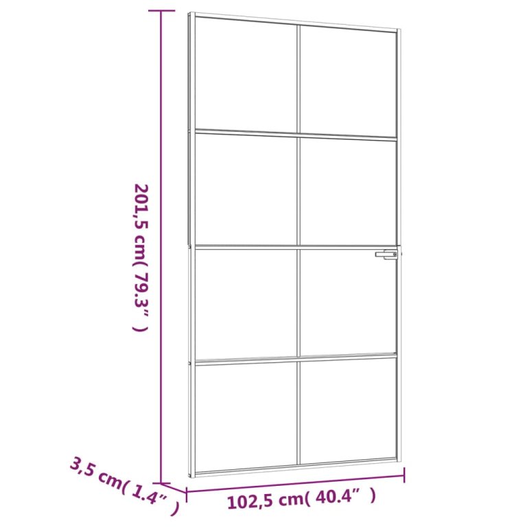 Интериорна врата бяла 102x201,5 см закалено стъкло и алуминий