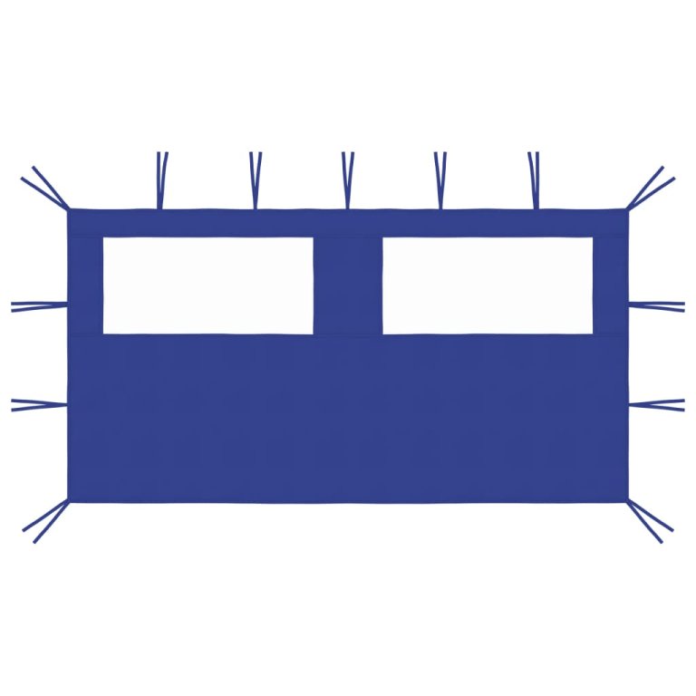 Странична стена за шатра с прозорци, 4x2 м, синя