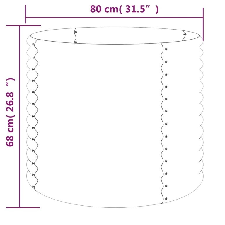 Градински плантер прахово боядисана стомана 80x80x68 см кафяв