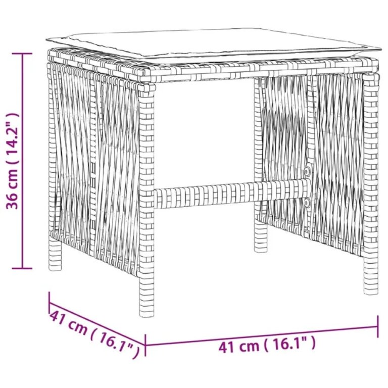 Външни табуретки с възглавници 4 бр бежови 41x41x36см полиратан