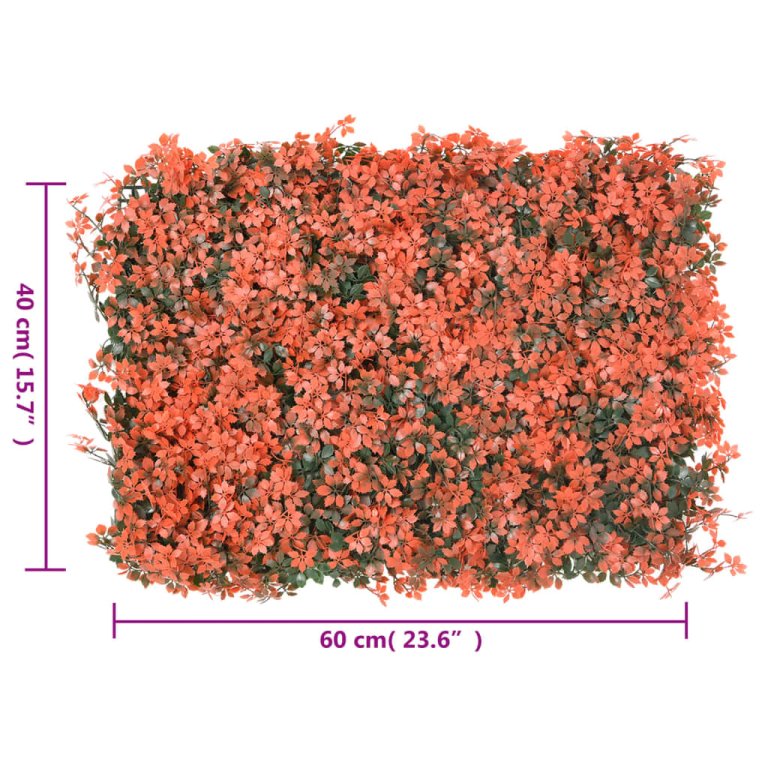   Изкуствена ограда от кленов лист 6 бр светлочервено 40x60 см