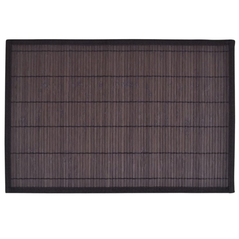 242110 6 Bamboo Placemats 30 x 45 cm Dark Brown