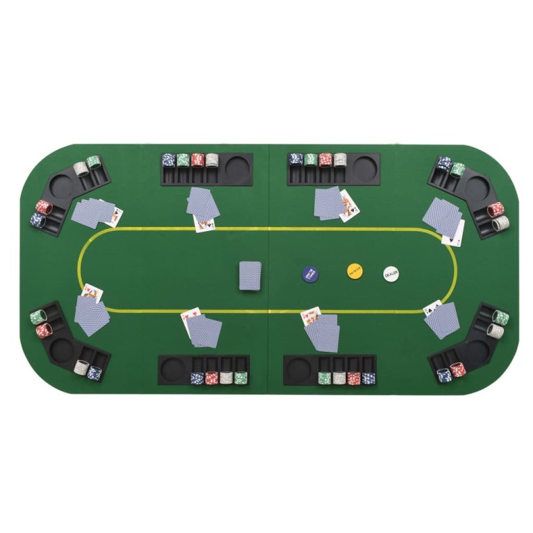 Сгъваем покер плот за маса за 8 играчи, правоъгълен, зелен