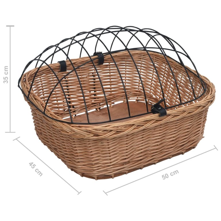 Предна кошница за велосипед с капак 50x45x35 см натурална върба