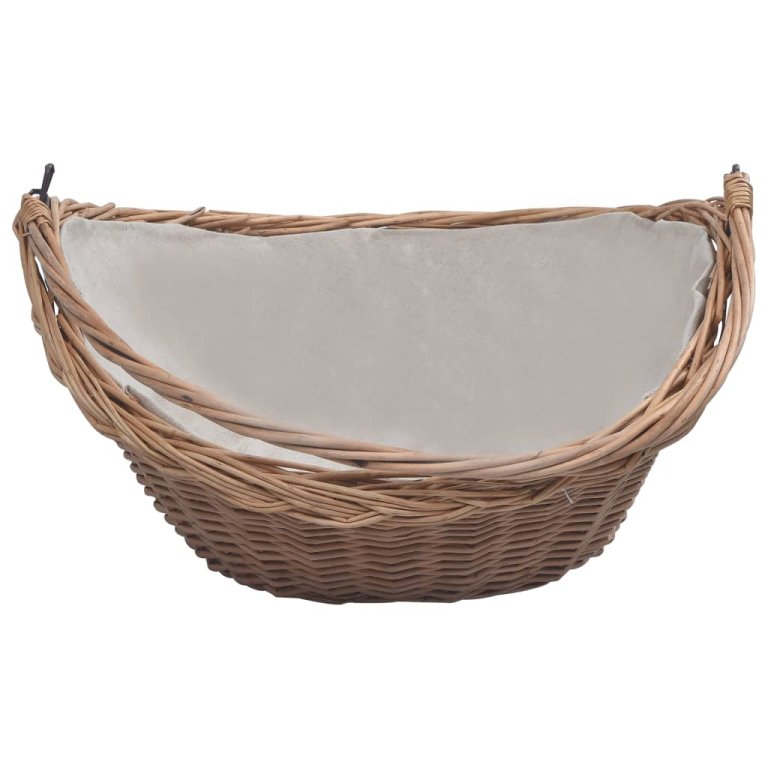 286987  Firewood Basket with Handle 57x46,5x52 cm Brown Willow