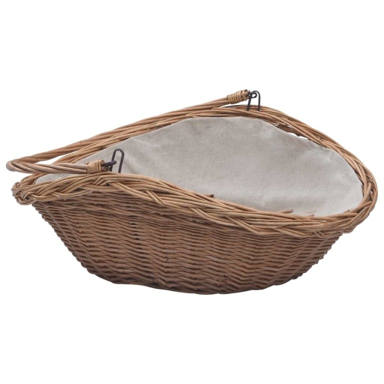 286987  Firewood Basket with Handle 57x46,5x52 cm Brown Willow