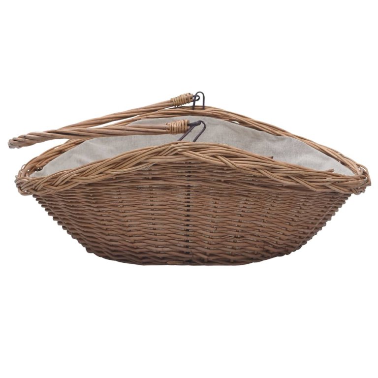 286987  Firewood Basket with Handle 57x46,5x52 cm Brown Willow