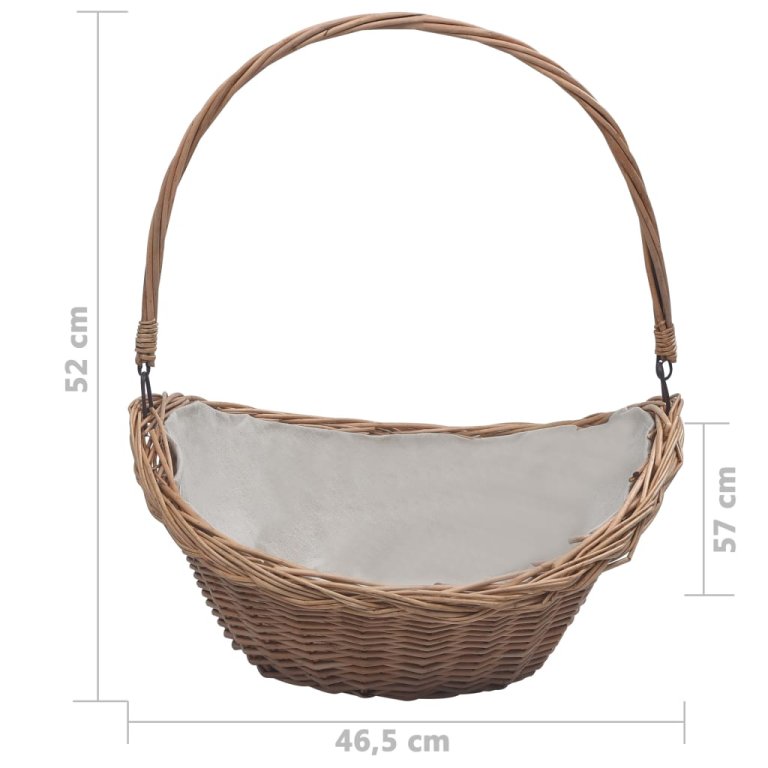 286987  Firewood Basket with Handle 57x46,5x52 cm Brown Willow