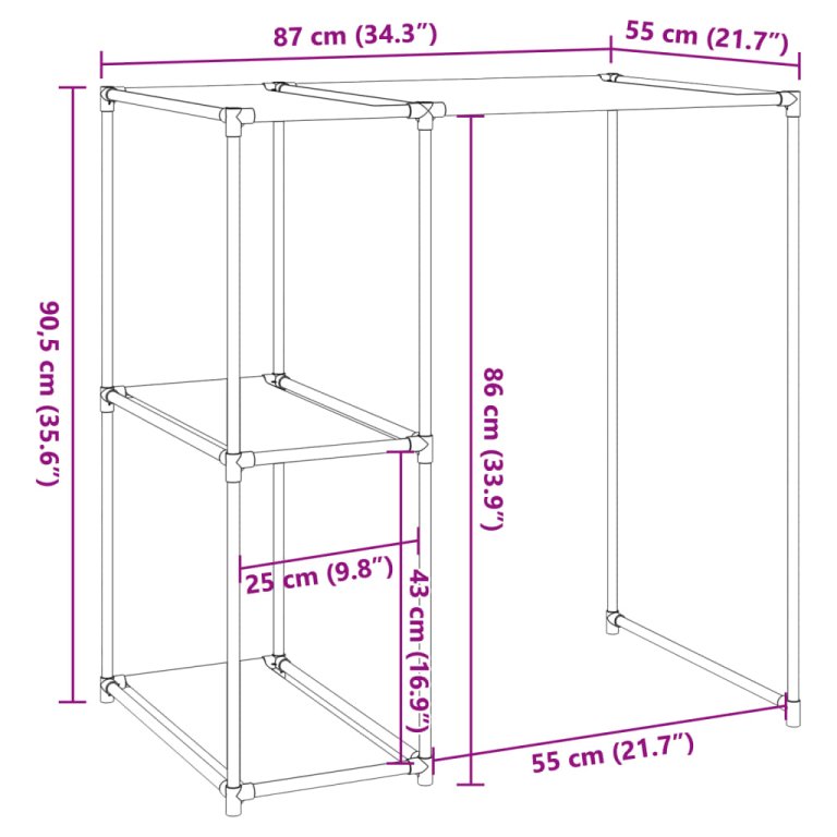 Стелаж за съхранение над пералня сив 87x55x90,5 см желязо