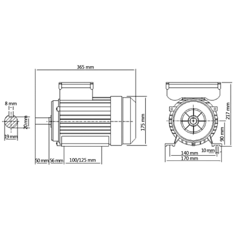 Еднофазен електромотор алуминий 2,2 kW/3 кс 2 полюса 2800 об/м