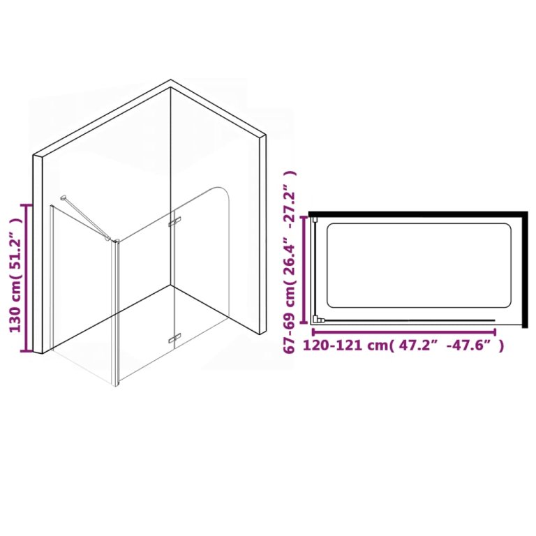 Двойно сгъваема душ кабина ESG 120x68x130 см