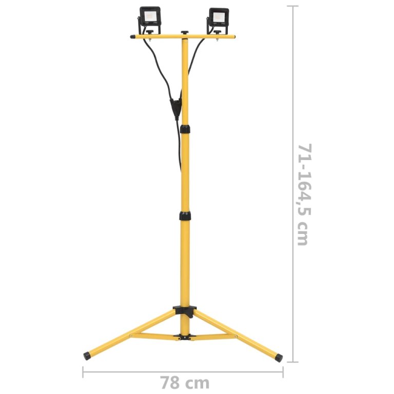 LED прожектор със статив, 2x10 W, студено бяло