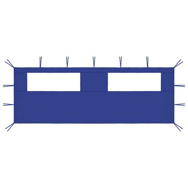 Странична стена за шатра с прозорци, 6x2 м, синя
