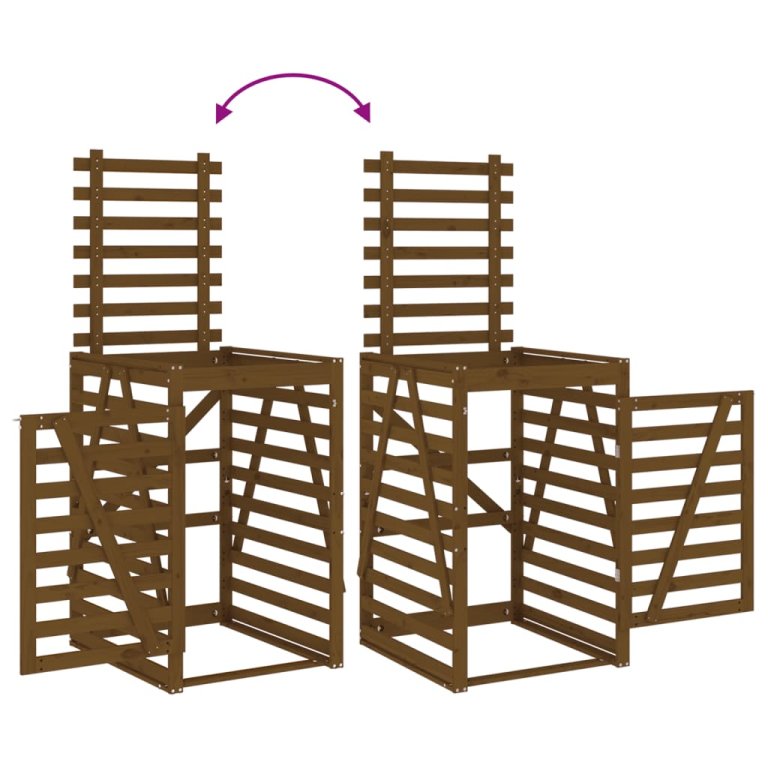 Контейнер за съхранение на кош меденокафяв 84x90x128,5 см бор