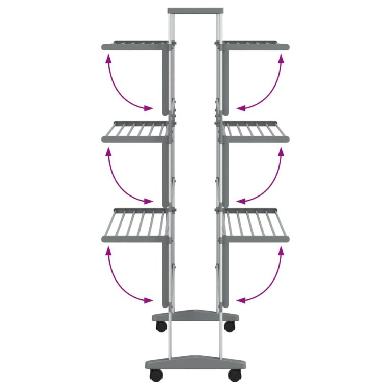 Сушилник за дрехи с колелца, 89x64x129 см, алуминий