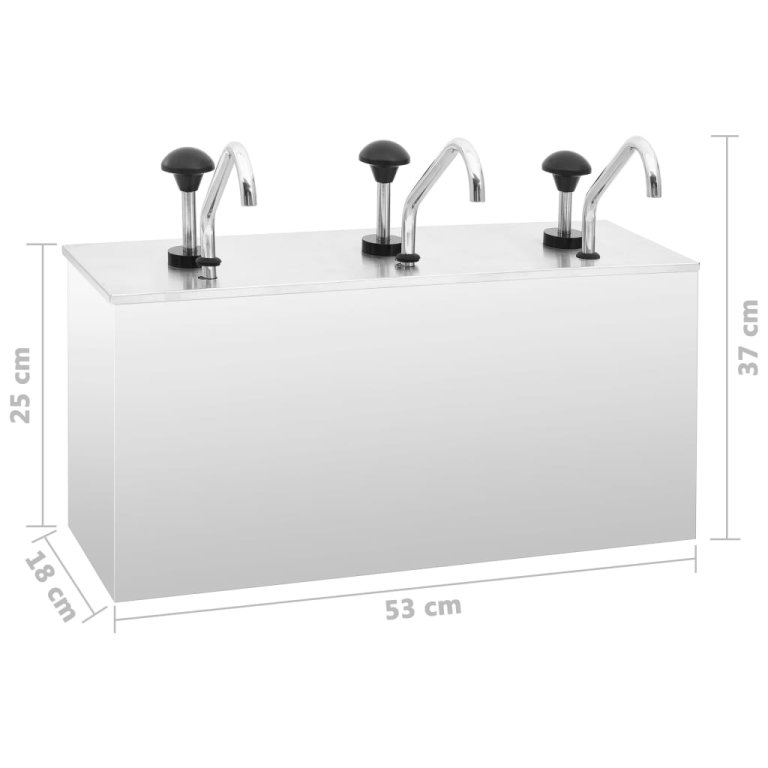 Диспенсър за сос от неръждаема стомана, 3 x 3,5 л