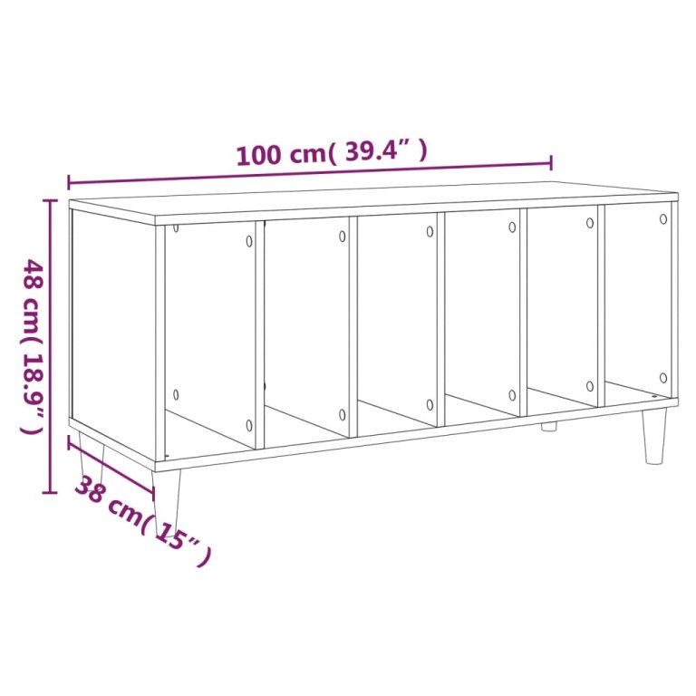 Шкаф за грамофонни плочи бял 100x38x48 см инженерно дърво