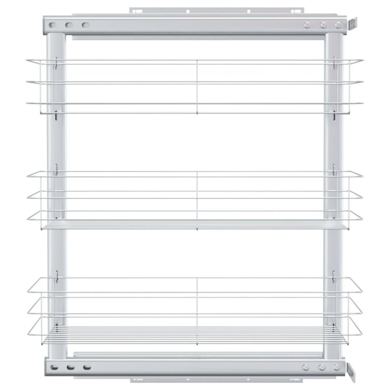 Издърпваща се кошница за кухня 3 нива сребриста 47x25x56 см