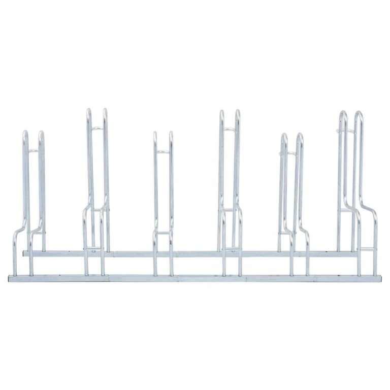 Стойка за 6 велосипеда подова свободностоящ поцинкована стомана
