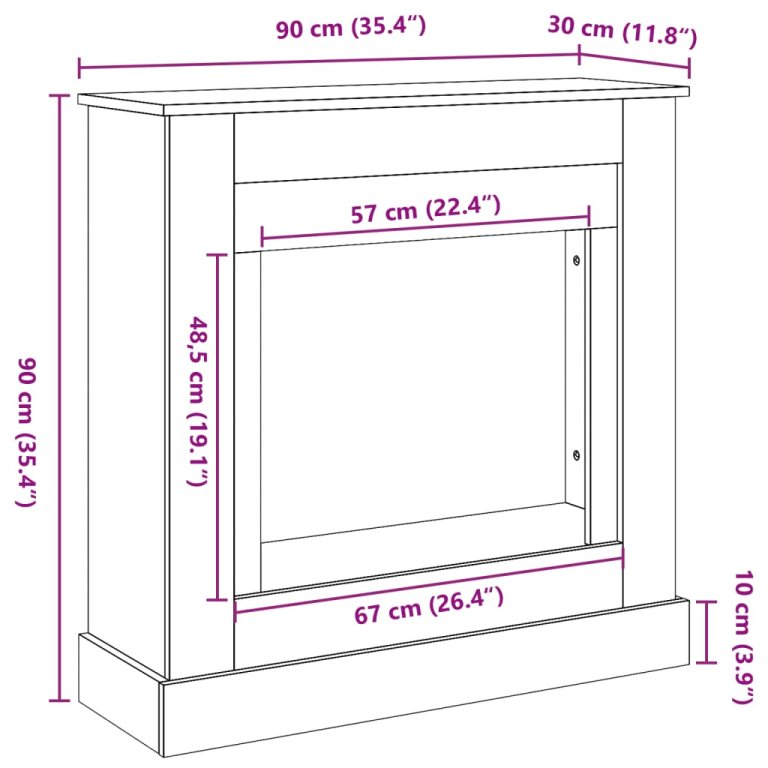 Облицовка за камина, сонома дъб, 90x30x90 см, инженерно дърво